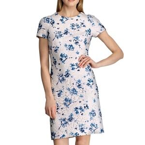 Ralph Lauren Lace Blue White Tie Dye Floral Short Sleeve Cocktail Dress- Size 10